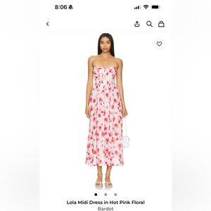 Lola Floral Midi Dress in Pink and White